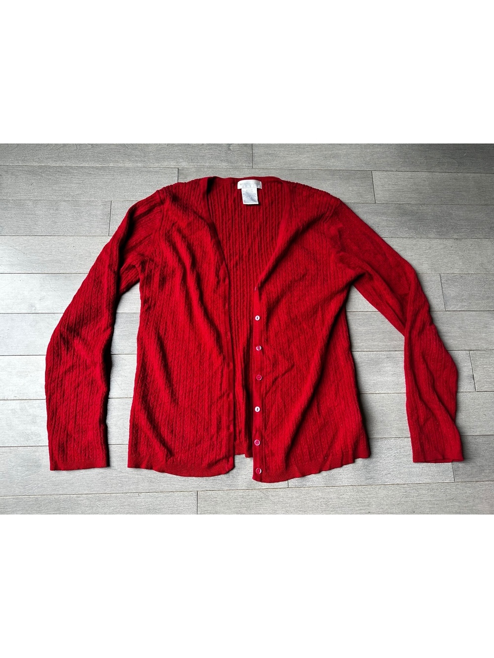 Women’s Worthington Medium Red Cable Knit Button-Up Office Cardigan Sweater M